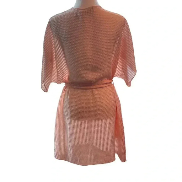 DELICATES vintage robe baby pink waffle texture size medum - Picture 4 of 5